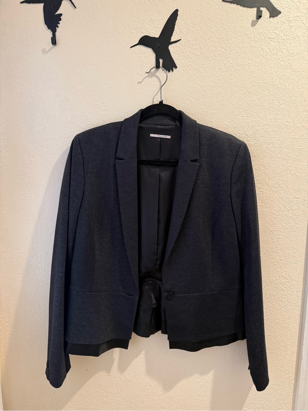 Tahari Dark Gray Peplum Blazer